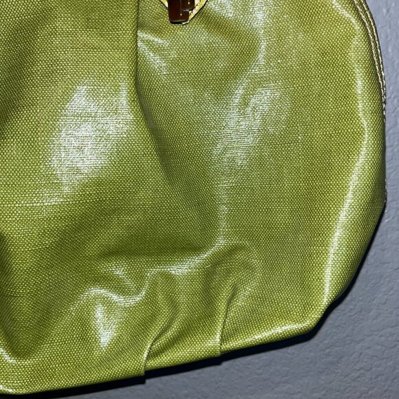 FOSSIL KEY PER TOTE Apple Green Coated Canvas Shoulder Bag Purse Handbag - NEW - Picture 5 of 12